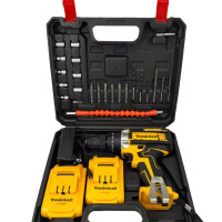 Акумуляторний дриль-шуруповерт Wunderkraft 48V із набором інструментів у чорному кейсі 2 акумулятори універсальне рішення для дому та майстерні